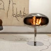 Cocoon Pedestal - Polished Steel bioethanol fireplace with a sleek, freestanding design and polished steel finish.