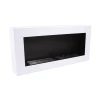 ScandiFlames Large White Wall Mounted Bioethanol Fireplace - 90 cm, sleek modern design, 3-litre burner, manual control.