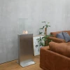 ScandiFlames Tall Freestanding Bio Fireplace – a sleek stainless steel floor-standing bioethanol fireplace with a 3-hour burn ti