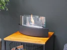 ScandiFlames Oval Shaped Table Bio Fireplace – a sleek black tabletop bioethanol fireplace with a 51 cm length and 3-hour burn t
