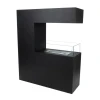 Tall Black Room Divider Bio Fireplace by ScandiFlames, a sleek and stylish freestanding bioethanol fireplace with a black finish