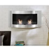 ScandiFlames Wall Mounted Bioethanol Fireplace with Rounded Frame in rust-free stainless steel, offering a sleek and modern desi