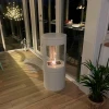 ScandiFlames Bio Wood Stove in White with 360° Flameview, featuring a sleek design and real flame effect.