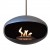 Cocoon Aeris Black with Steel Mounting Pole – a modern ceiling-mounted bioethanol fireplace with a sleek black finish and durabl