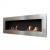 Murus 1600 bioethanol fireplace by ScandiFlames in brushed steel, wall-mounted with a sleek design and 6 kW heat output.