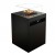 Square Outdoor Gas Fireplace in black with manual control, 10 kW heat output.