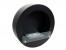 ScandiFlames Round Black Bioethanol Fireplace – Wall-mounted, manual control, 1.5L capacity, 6-hour burn time, black finish.