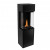 Planika Arcticon Black freestanding bioethanol fireplace with automatic control and sleek black finish.