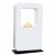 Safretti Curva XT - White floor-standing bioethanol fireplace with a minimalist design and 6-8 hour burn time.