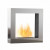 Safretti Cubico ST Bio Fireplace in brushed steel, a modern floor-standing bioethanol fireplace with manual control and 6-8 hour