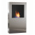 Safretti Cubico XL bioethanol fireplace in brushed stainless steel, a modern floor-standing heating solution.