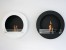 ScandiFlames Round Black Bioethanol Fireplace – Wall-mounted, manual control, 1.5L capacity, 6-hour burn time, black finish.