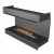 Forma 1200 Three-sided bioethanol fireplace in black finish, designed for built-in installation with remote control functionalit