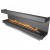 Forma 2700 Three-sided bioethanol fireplace in a sleek black finish, featuring app and remote control for seamless operation.