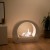 ScandiFlames Bio Fireplace with Arch - White, a modern floor-standing bioethanol fireplace with a sleek curved design and manual