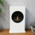 ScandiFlames White Bioethanol Fireplace with Round Cutout – Floor-standing, modern design, 1.2-litre capacity, 6-hour burn time.