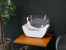 Cradle Table Bio Fireplace - White by ScandiFlames, a sleek and modern tabletop bioethanol fireplace with manual operation.