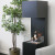 ScandiFlames Open 3-Sided Bio Fireplace - Black, a modern freestanding bioethanol fireplace with a three-sided open view and man