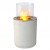 Planika Jar with Concrete Base – Stylish freestanding bioethanol fireplace in white with a concrete base for outdoor use.