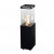 Lighthouse Outdoor Fireplace in black with manual control, designed for outdoor heating and ambiance.