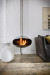 Cocoon Aeris Polished Steel ceiling-mounted bioethanol fireplace with a sleek steel pole, offering modern elegance and efficient
