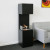 ScandiFlames Open 3-Sided Bio Fireplace - Black, a modern freestanding bioethanol fireplace with a three-sided open view and man