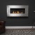 Icon Fires Nero 1150 Wall Fire in brushed steel, a modern wall-mounted bioethanol fireplace with manual control and 5.4 kW heat 